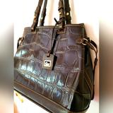 Dooney & Bourke Bags | Dooney & Bourke Croc Embossed Brown Leather Double Strap Bag | Color: Brown | Size: Os