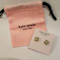 Kate Spade Jewelry | Kate Spade Glitter Crystal Square Stud Earrings, Gold Tone Hardware | Color: Gold/White | Size: Os