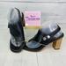 Free People Shoes | Free People Women Black Leather Stacked Block Heel Slingback Sandals Sz 38 Us 8 | Color: Black | Size: 8