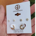 Giani Bernini Jewelry | New! Giani Bernini 3pc Set 18k Gold-Plated Cubic Zirconia Stud & Hoop Earrings | Color: Gold | Size: Os