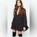 Free People Dresses | Free People Ny Printed Black Beck Dress Flower Layered Mini Swing Dress Size Xs | Color: Black | Size: Xs