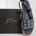 J. Crew Shoes | J. Crew Blue Suede Slingback Sandals With Gold Grommets | Color: Blue/Gold | Size: 8.5