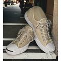 Converse Shoes | Converse Jack Purcell Low Top Beige Blue Soles Cork Insoles Men 7 Women 8.5 B18 | Color: Tan | Size: 7