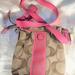 Coach Bags | Coach Signature Pink & Khaki Crossbody Bag - Euc | Color: Pink/Tan | Size: Os