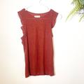 Madewell Tops | Madewell Ruffle Sleeve Tank Top Gold Metallic Glitter Rust Brown Size Xs Holiday | Color: Orange | Size: Xs