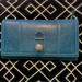 Coach Bags | Coach Mia Leather Teal Checkbook Wallet | Color: Blue/Silver | Size: See Description