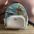 Coach Bags | Coach Mini Court Backpack With Hawaiian Print Nwt | Color: Blue/White | Size: Small