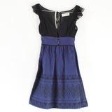 Free People Dresses | Free People Blue & Black Silk & Linen A-Line Dress | Size 0 | Color: Black/Blue | Size: 0