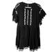 Free People Dresses | Free People Womens Tunic Above Knee Dress Xs Black Embroidered Flare Scalloped | Color: Black/White | Size: Xs