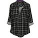 Anthropologie Tops | Anthropologie Fei Clark Park Black Plaid Shirt Gauzy Cotton Flannel Casual Shirt | Color: Black/White | Size: S