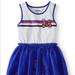 Disney Dresses | Disney Kids Girls Bow Print Jersey Tulle Blue Dress Sz14/16 Nwt | Color: Blue/White | Size: 14/16