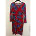 Lularoe Dresses | Lularoe Debbie Dress Size Xxs, Red Floral Bodycon, Long Sleeve Elegant Cocktail | Color: Blue/Red | Size: Xxs