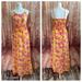 Jessica Simpson Dresses | Jessica Simpson Yellow Ruffle Trim Pink Floral Print Maxi Dress | Color: Pink/Yellow | Size: S