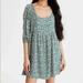 American Eagle Outfitters Dresses | American Eagle Women’s Sz Lg Puff Sleeve Ditsy Floral Green Babydoll Mini Dress | Color: Green/White | Size: L