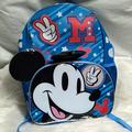 Disney Accessories | Flash Sale! Nwt Mickey Backpack W Padded Laptop Sleeve Water Resistant | Color: Blue/White | Size: 17"