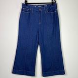 J. Crew Pants & Jumpsuits | J. Crew 2023 Wide Leg Pintuck High Waist Denim Trouser Women's Size 35 | Color: Blue | Size: 20