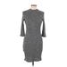 Hot Kiss Casual Dress - Sweater Dress: Gray Marled Dresses - Women's Size Large