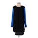 Mossimo Casual Dress - Shift Crew Neck Long sleeves: Black Solid Dresses - Women's Size Large