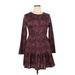 Bebop Casual Dress - A-Line Crew Neck Long sleeves: Burgundy Dresses - Women's Size X-Large