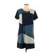 Design Lab Lord & Taylor Casual Dress - Shift: Blue Graphic Dresses - Women's Size Medium