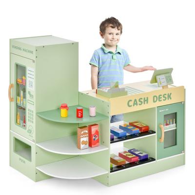 Costway Kids Wooden Supermarket Play Toy Set with ...