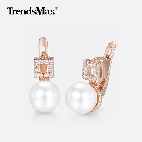 Luxus Perle Ohrringe für Frauen 585 Rose Gold Farbe Frau Ohrring Heiße Party Hochzeit Schmuck