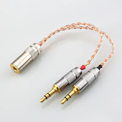 Hifi Single Kupfer versilbert 2x3,5mm Stecker auf 4,4mm symmetrische Buchse Audio Adapter Kabel für Image