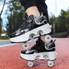 Verformen Rollschuhs chuhe profession elle zweireihige 4-Rad-Skates Jugend Männer Frauen Parkour Runaway Sneakers mit 4 Rädern Schuhe