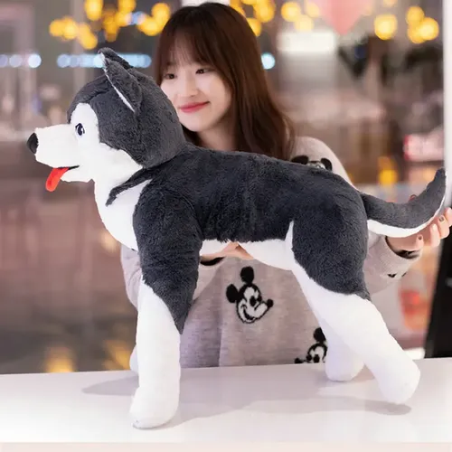 70cm graue Hunde puppe Husky Plüsch tier Simulation Stofftier für Kinder weiches Geschenk