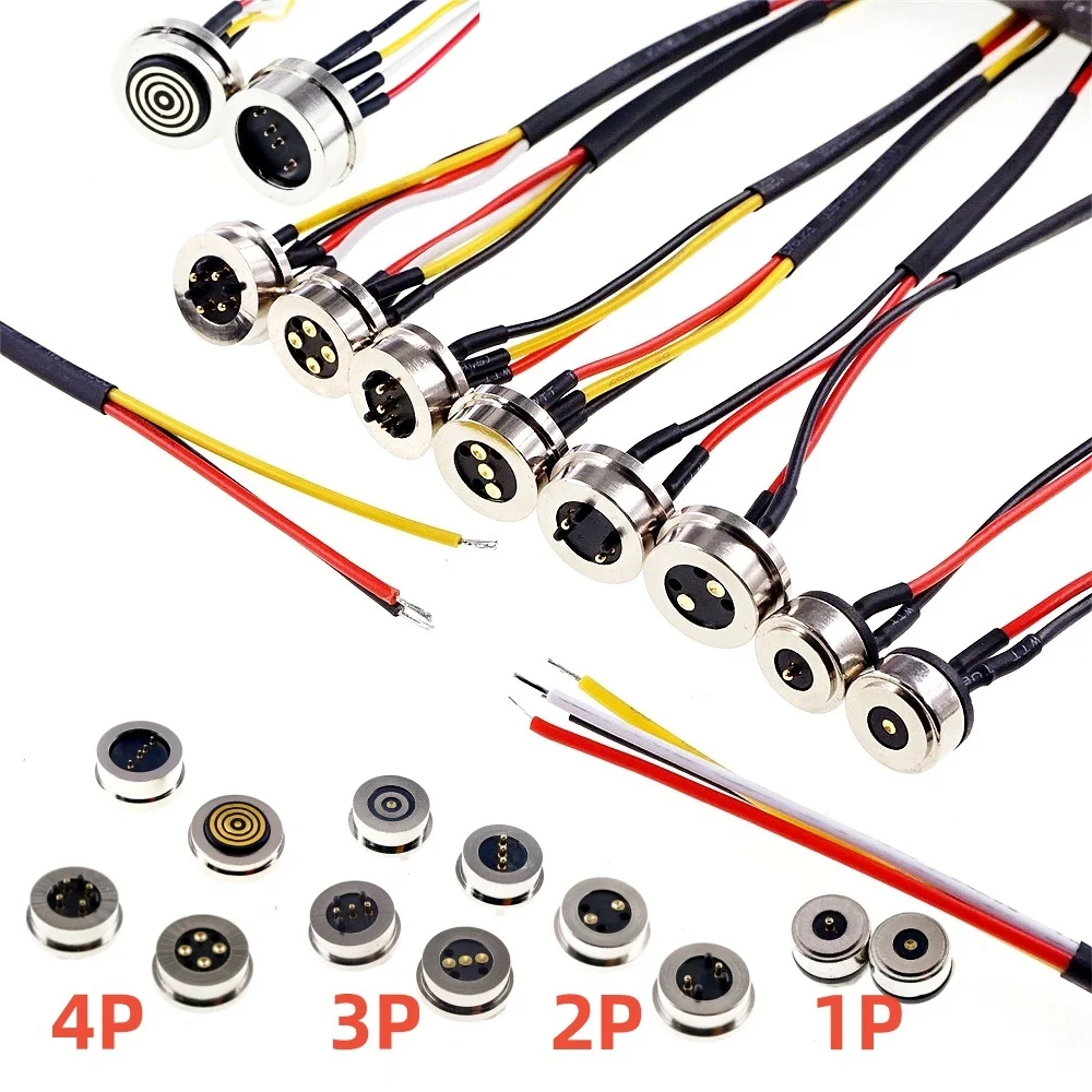 1 Paar runde magnetische Pogo-Pin-Stecker, 1, 2, 3, 4, 5-polig, männlich, weiblich, Sonde, Gleichstrom, Aufladen, rundes Profil Image