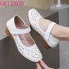 GKTINOO 2025 Keile Ferse Schuhe Aus Echtem Leder Sandalen Sommer Hohl Frauen Sandalen Komfort Weiche