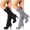2023Sexy Kniehohe Frauen Stiefel Thin High Heel Runde Kappe Plattform Mode Damen Pu Leder Stiefel Größe 34-43 dame Schuhe