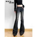 Rockmore Vintage Skinny Flare Jeans Hose Low Rise Y2k ästhetische Mode Streetwear Denim Hose Femme