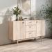 Living Skog Chelsea Buffet Sideboard TV Stand With Slatted Design and 3 Drawers and Natural Wood Legs