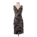 Lauren by Ralph Lauren Casual Dress - Party V Neck Sleeveless: Brown Leopard Print Dresses - Women's Size 4