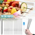 10/20/40Pcs Stainless Steel Barbecue Skewer Reusable BBQ Needle Kebab Iron Stick For Outdoor Camping