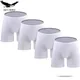 4pcs/lot White Long Mens Boxers Panties Homme Cotton Underwear Solid Underpants Boxershort Mannen