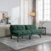 Modern 2 Seater Sofa Bed Velvet Upholstered Reclining Loveseat, Sleeper Sofa Couch with Wood Legs for Living Room, Emerald