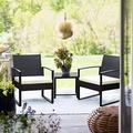 xrboomlife 3 Pieces Patio Set Outdoor Chairs Wicker Patio Sets - Modern Bistro Set Rattan Chair Conversation Sets with Coffee Table for Porch Balcony (All-Weather)(3-Pieces Black&Wh