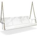 xrboomlife Upgraded Patio Wooden Porch Swing for Courtyard & Garden Heavy Duty 880 LBS Swing Chair Bench with Hanging Chains for Outdoors (5 FT White)