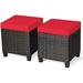 HBBOOMLIFE Wicker Ottoman Set of 2 All Weather Rattan Patio Ottoman Set Outdoor Foot Patio Foot Stool with Waterproof & Removable Cushions for Balcony Backyard Garden Poolside (Nav