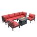 HomeStock Neo-Classical Nostalgia 7-Piece Aluminum Patio Conversation Set With Fire Pit Table And Cushions