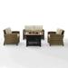 HomeStock French Flair 4Pc Outdoor Wicker Conversation Set Sangria/Weathered Brown - Loveseat Coffee Table & 2 Arm Chairs