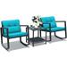 xrboomlife 3 Pieces Rocking Bistro Set Outdoor Patio Rocking Chairs with Coffee Table Rattan Wicker Conversation Set for Garden Lawn Backyard Balcony