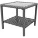 HBBOOMLIFE Helios&Hestia Small Square All Weather Wicker Coffee Side End Table with Glass Top for Outdoor Patio Grey