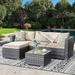 HBBOOMLIFE Outdoor Patio Sets All-Weather Rattan Outdoor Sectional Sofa with Tea Table and Cushions Upgrade Wicker Patio sectional Sets 3-Piece (Khaki)