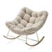 Efurden Royal Rocking Chair with Padded Cushion Versized Metal Iron Frame Egg Rocking Chair for Backyard Front Porch and Living Room (Beige)