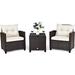 HBBOOMLIFE 3PCS Patio Set Outdoor Rattan Wicker Conversation Set Patio Bistro Sofa Set with Washable Cushions and Tempered Glass Top Coffee Table