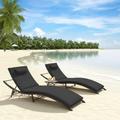 HBBOOMLIFE Pool Lounge Chairs Outdoor Adjustable Chaise Lounge Chairs w/Sponge Cushion 2 Foldable & Portable Chairs and 1 Table for Poolside Patio Courtyard Seaside Grey