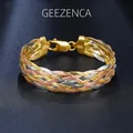 Real 925 Sterling Silver Three Color Gold Plated Multi Threads Woven Bracelets For Women Italian